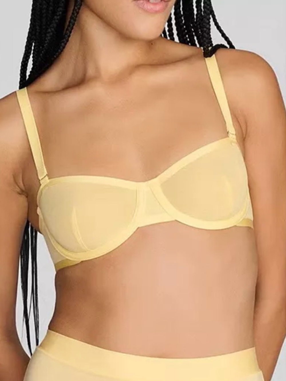 CUUP The Balconette Sheer Mesh Underwire Bra Honey 36F Minimalist